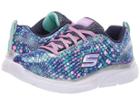 Skechers Kids Wave Lites (little Kid/big Kid) (navy/multi) Girl's Shoes