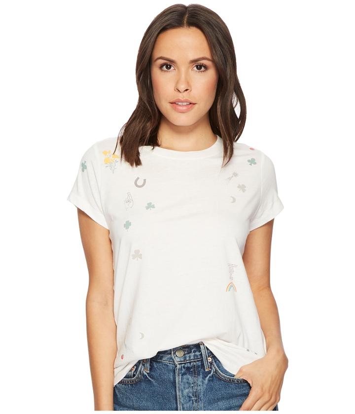 Lucky Brand All Over Lucky Tee (marshmallow) Women's T Shirt