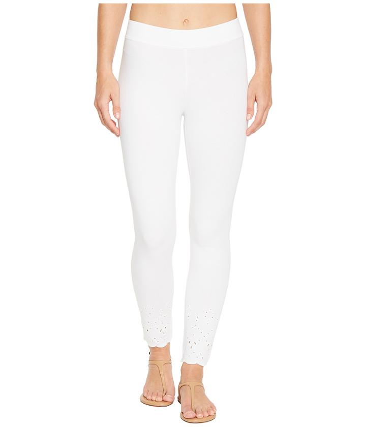 Hue Eyelet Hem Cotton Skimmer (white) Women's Casual Pants