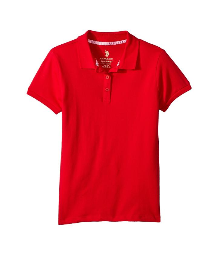 U.s. Polo Assn. Kids Stretch Pique Polo (little Kids/big Kids) (red) Girl's Clothing