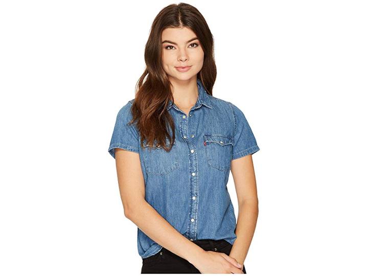 Levi's(r) Womens Larissa Short Sleeve Western (love Blue) Women's Short Sleeve Pullover