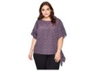 Michael Michael Kors Plus Size Space Dye Texture Top (black/dark Orchid) Women's Clothing