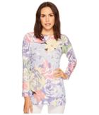 Nally & Millie Long Sleeve Floral Print Top (multi) Women's Clothing