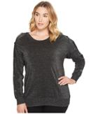 Michael Michael Kors Plus Size Lurex Button Sweater (black/silver) Women's Sweater