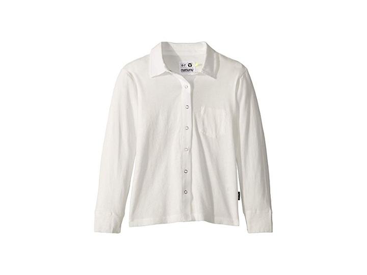 Nununu Button Shirt (little Kids/big Kids) (white) Boy's Long Sleeve Button Up