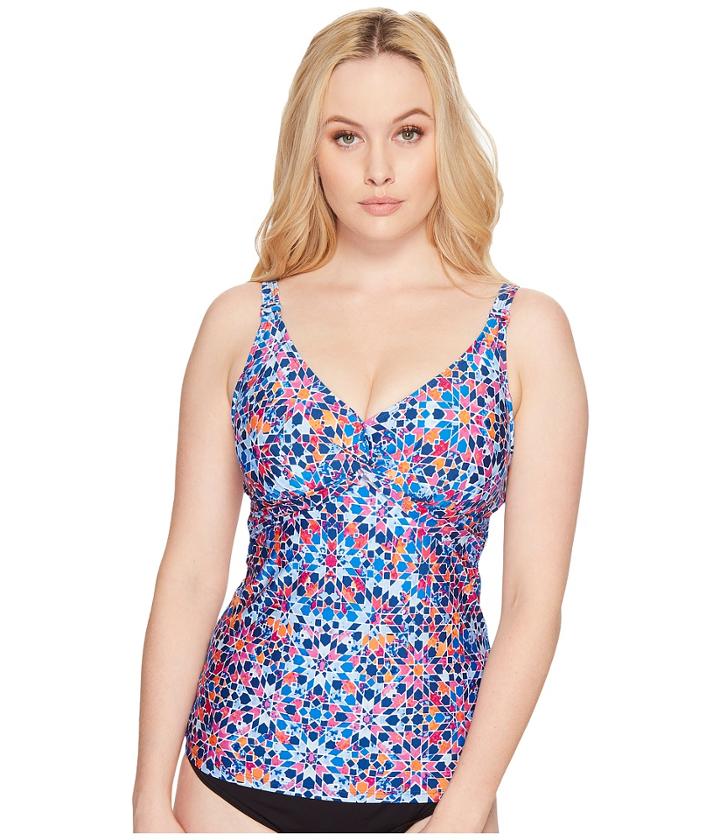 Jantzen Moroccan Tile D/dd D-vour Tankini (night Ocean) Women's Swimwear