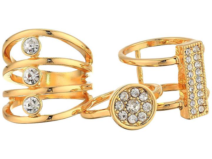 Guess Three-piece Ring Set With Crystal Stones (gold) Ring
