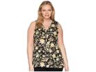 B Collection By Bobeau Plus Size Lily Pleat Back Top (yellow Floral) Women's Sleeveless