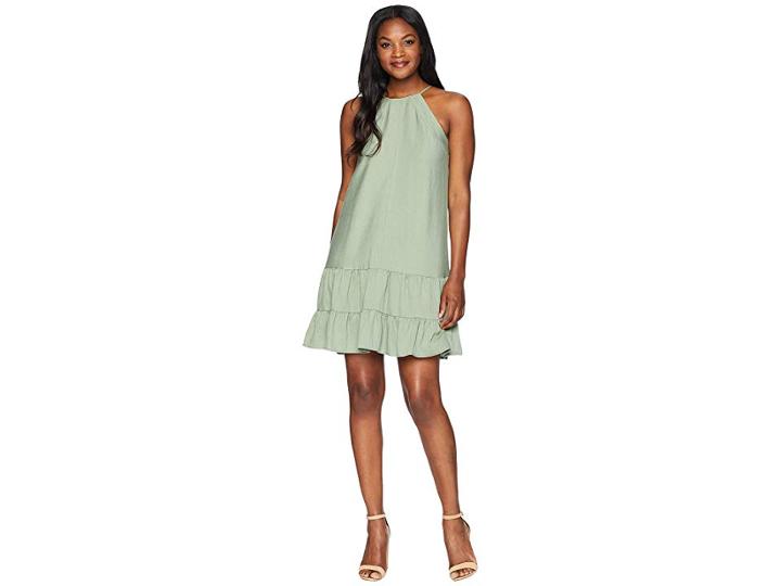 Cece Sleeveless Halter Neck Ruffled Dress (wild Sage) Women's Dress