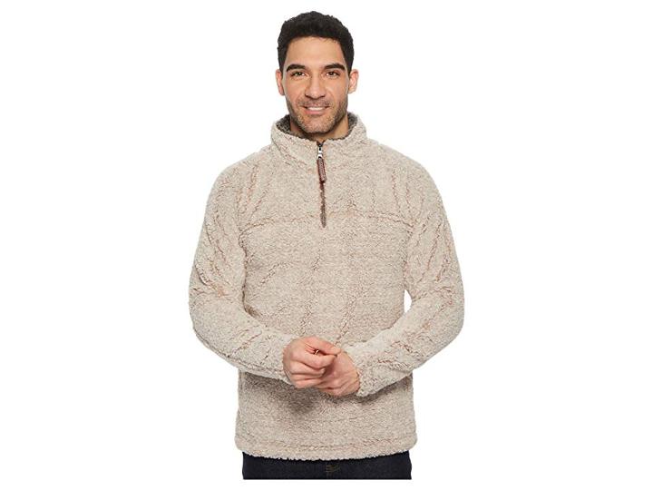 True Grit Luxe Melange Shearling 1/4 Zip Pullover (oatmeal) Men's Clothing