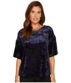 B Collection By Bobeau Emma Flutter Sleeve Top (midnight Navy) Women's Short Sleeve Pullover