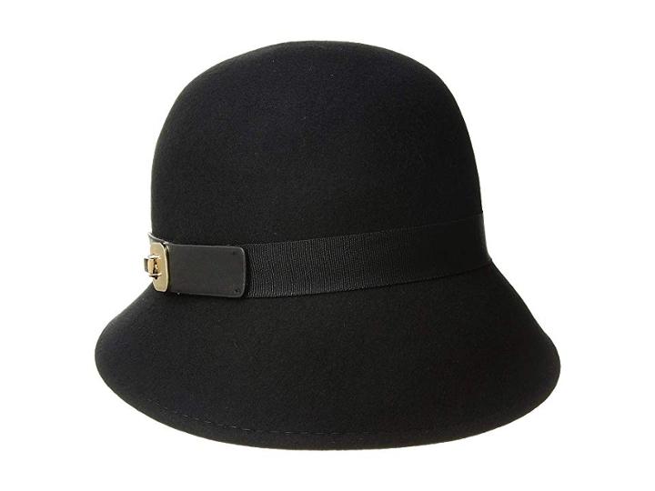 Scala Wool Felt Cloche With Buckle (black) Caps