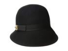 Scala Wool Felt Cloche With Buckle (black) Caps