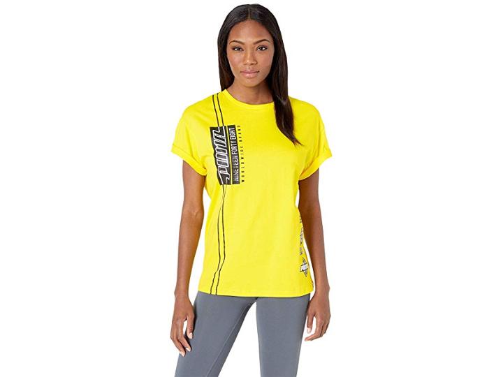 Puma Graphics Elongated Tb Tee (blazing Yellow) Women's Clothing