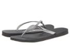 Havaianas Slim Logo Metallic Flip Flops (black/silver) Women's Sandals