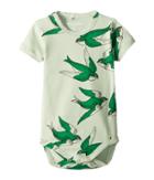 Mini Rodini Swallows Short Sleeve Bodysuit (infant) (green) Girl's Jumpsuit & Rompers One Piece