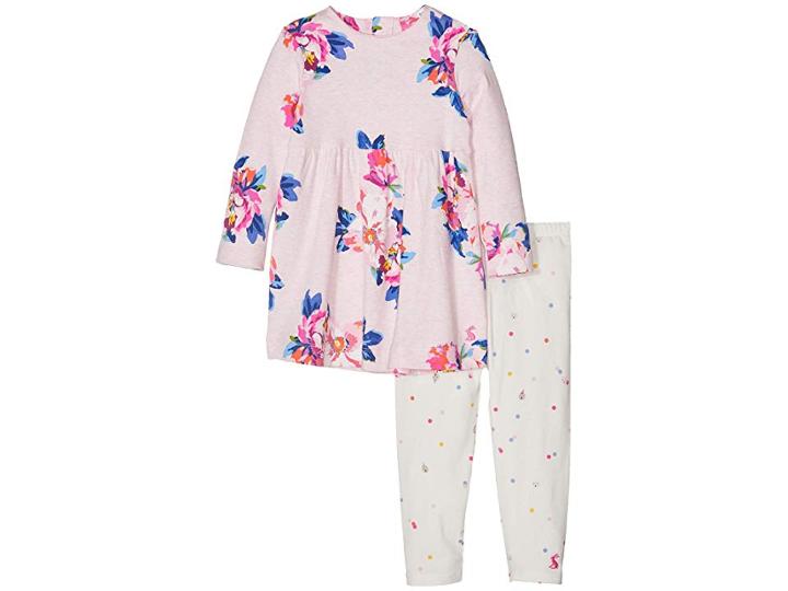 Joules Kids Dress And Leggings Set (infant) (pink Marl Granny Floral) Girl's Active Sets