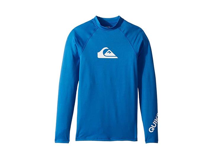 Quiksilver Kids All Time Long Sleeve Rashguard (big Kids) (electric Blue) Boy's Swimwear
