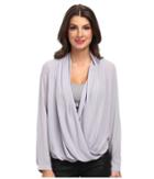 Nydj Drape Front Blouse With Fit Solution Tank (dove) Women's Long Sleeve Pullover