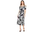 American Rose Thalia Cold Shoulder Maxi Dress With Side Slit (black/white) Women's Dress