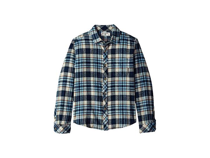 Billabong Kids Coastline Flannel Shirt (big Kids) (blue) Boy's Long Sleeve Button Up