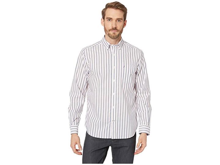 Nautica Long Sleeve Blue Stripe Shirt (estate Blue) Men's Clothing