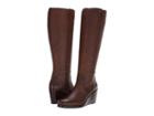 Frye Emma Wedge Tall (brown Smooth Pull-up) Women's  Boots