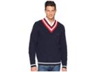 Nautica 9gg Cable Tipped V-neck Sweater (navy) Men's Sweater