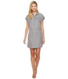 Two By Vince Camuto Short Sleeve Tencel Two-pocket Utility Shirtdress (grey Skies) Women's Dress
