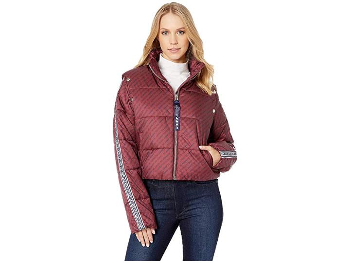 Juicy Couture Jxjc Repeat Snap Off Sleeve Puffer Jacket (in Juicy We Trust) Women's Clothing