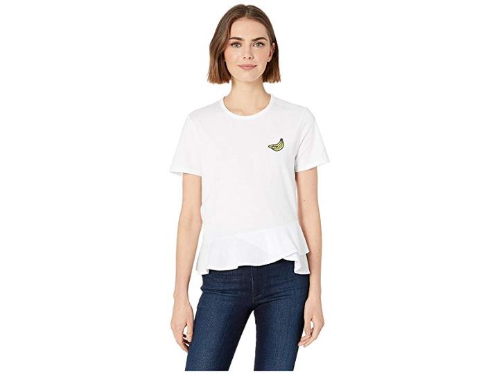 Juicy Couture Banana Patch Ruffle Hem Tee (white) Women's Clothing