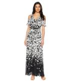 Calvin Klein Cold Shoulder Ruffle Maxi Dress (black/white) Women's Dress