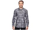 Bugatchi Shaped Fit Windowpane Camo Woven Shirt (graphite) Men's Clothing