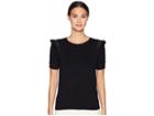 Kate Spade New York Key Pieces Ruffle Short Sleeve Sweater (black) Women's Sweater