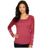 Cruel Long Sleeve Lace Sleeve Piecing (cranberry) Women's Clothing
