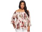 Kari Lyn Plus Size Madelyn Off The Shoulder Floral Top (pink) Women's Clothing