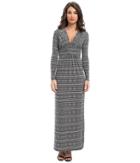 Tbags Los Angeles Long Sleeve Deep-v Maxi (zi6 Print) Women's Dress
