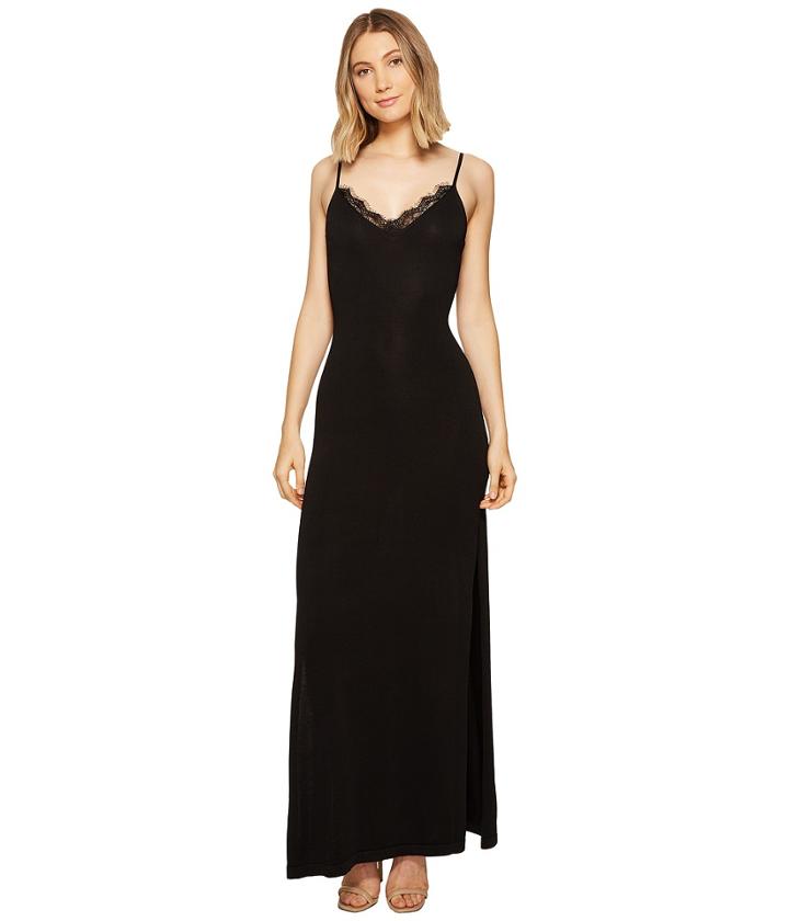 Xoxo Lace Trim Long Sweater Dress (black) Women's Dress