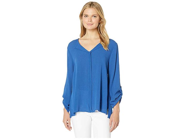 Bobeau V-front Roll Tab (true Blue) Women's T Shirt