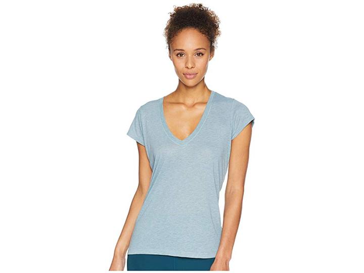 Alternative Melange Burnout Jersey Slinky V-neck (smoke Blue) Women's Clothing