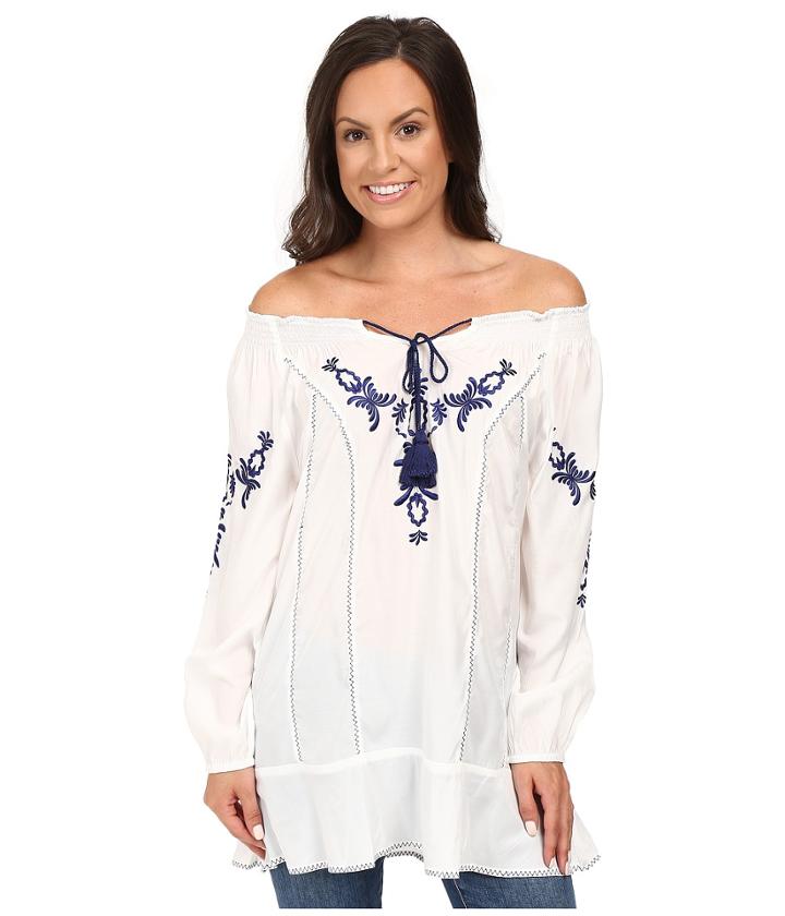 Union Of Angels India Tunic (white/navy) Women's Blouse