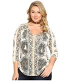 Lucky Brand Plus Size Placed Print Top (multi) Women's Clothing