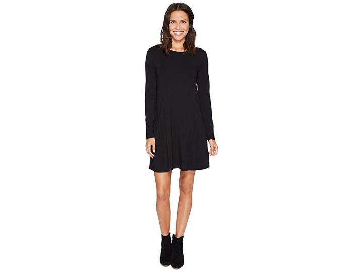 Mod-o-doc Cotton Modal Spandex Jersey Princess Seamed Dress With Front Pockets (black) Women's Dress
