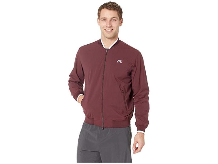 Nike Sb Sb Icon Bomber Jacket (burgundy Crush/white) Men's Coat