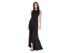 Adrianna Papell Sleeveless Long Knit Crepe Gown With Cascade Skirt Detail (black) Women's Dress