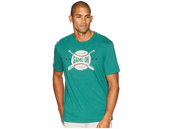 Life Is Good Game On Baseball Smooth T-shirt (forest Green) Men's T Shirt