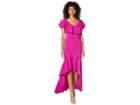 Bebe Ruffle Shoulder High-low Maxi Dress (fuchsia) Women's Dress