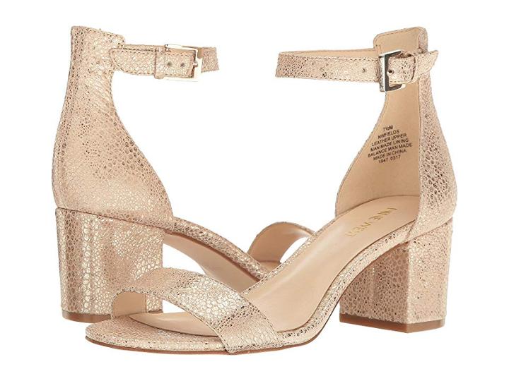 Nine West Fields Block Heel Sandal (natural Metallic) Women's Shoes