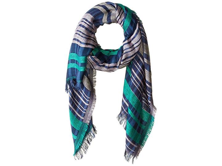 Echo Design Fuzzy Plaid Scarf (navy) Scarves
