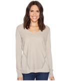 Nydj Double V-neck Sweater (taupe Heather) Women's Sweater